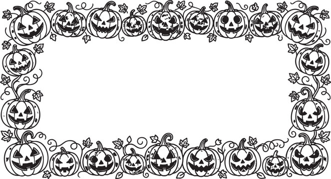Halloween pumpkin border line frame