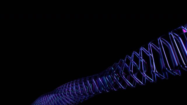 Abstract glass shape on a black background, 4k seamless loop 3d animation
