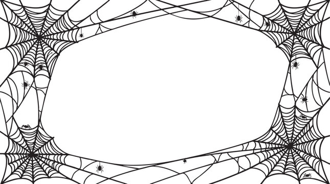 Spooky spider web corner border frame set