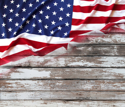 American flag on boards