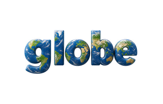 Globe text words isolated on transparent background.