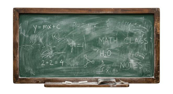 Blank blackboard with chalk isolated on transparent background.