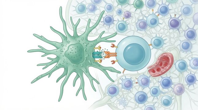This diagram highlights lymphatic vessels and nodes involved in immune response and drainage in the body.