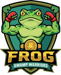Obraz premium Frog Swamp Warriors: Frog Swamp Warriors Combat Martial Arts Logo