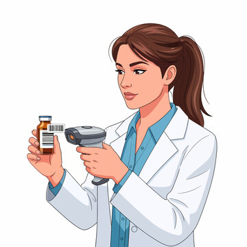 Female Endocrinologist Scanning Medication Vial