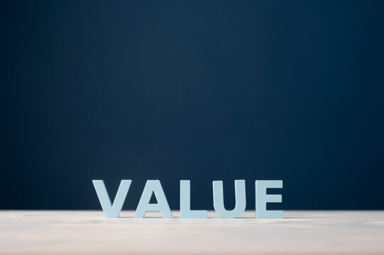 Business value and value creation concept with blue letters