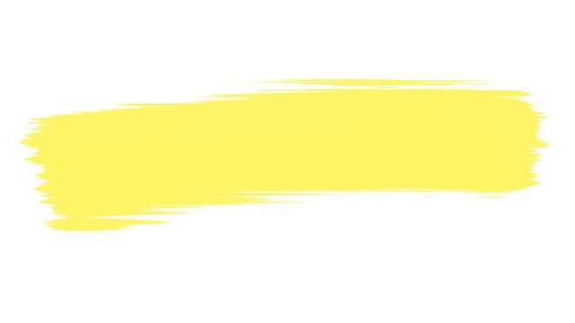 Yellow paint stroke animation on white background, vibrant brush stroke motion graphic, artistic highlighter smear for text overlay