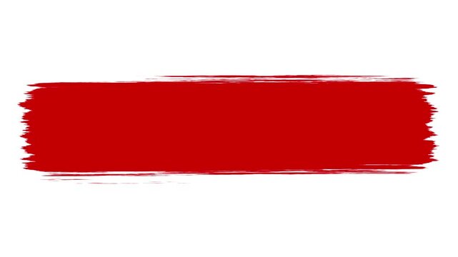 Red brush stroke animation on white background. Artistic paint smear motion graphic. Vibrant crimson ink texture for lower thirds and titles.