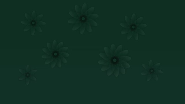 Dark green abstract background featuring rotating floral patterns with smooth seamless motion loop graphic design with background multiple swirling