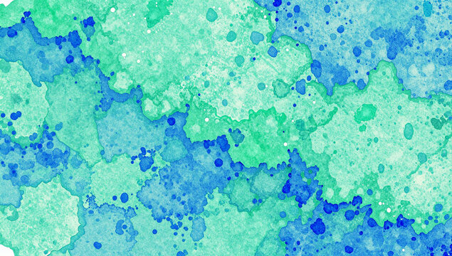 Watercolor blend of turquoise and deep blue colors.