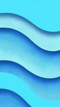 Layered, wavy blue background design with soft shadows.