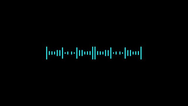 Abstract audio wave digital frequency. Sound wave animated audio waveform spectrum animation. Audio visualizer animation, white waveform spectrum line, music equalizer bars motion graphic, 4k