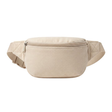 Beige canvas waist fanny pack and crossbody bag