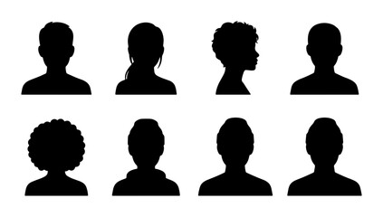 Diverse Human Head Silhouettes, Avatar Icons Set, Profile Portraits Collection, User Symbols Vector © Sajid
