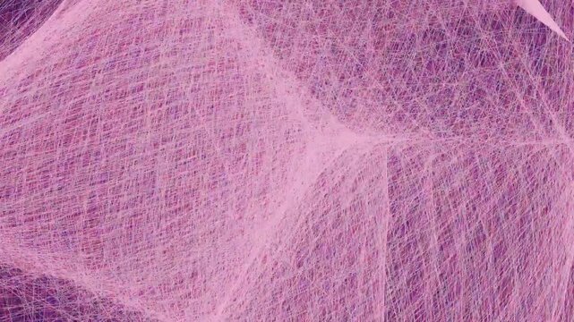 Abstract Cosmic String Theory Visualization with Interwoven Pink Threads on Deep Purple Surface