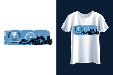 Fototapeta premium formula 1 racing car design, race car t-shirt graphic, speed track banner, trophy world championship banner, motorsport racing vector illustration