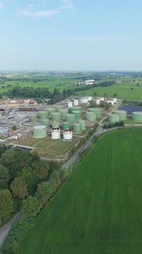Aerial Drone View of Petroleum Storage Terminal and Fuel Logistics Infrastructure in Italy