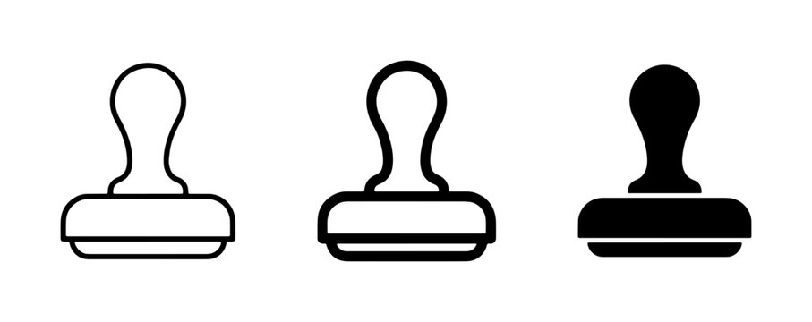 Stamp Icons Set: Approval, Rejection, and Official Seal Vector Graphics