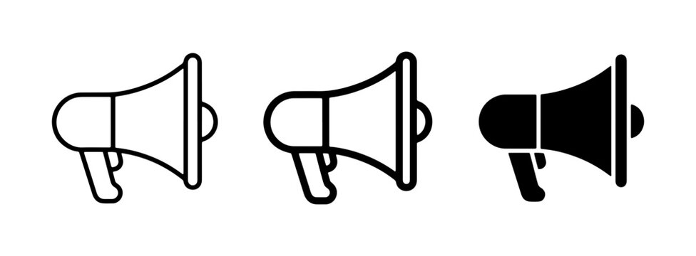 Megaphone Icons: Announcement, Alert, and Communication Symbols for Marketing and Public Relations