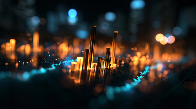 Glowing Financial Stock Market Chart and Business Data Visualization