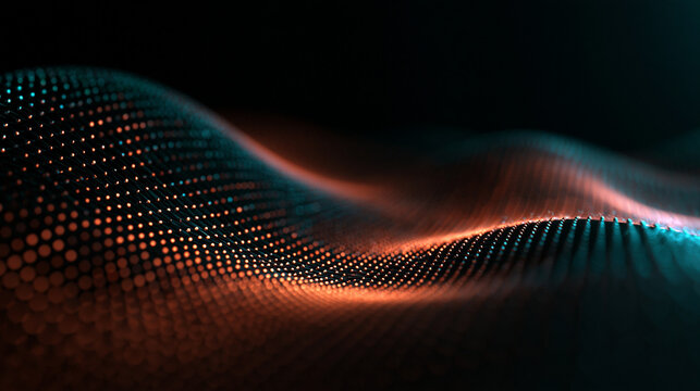 Abstract Digital Data Wave Technology Background with Glowing Particles