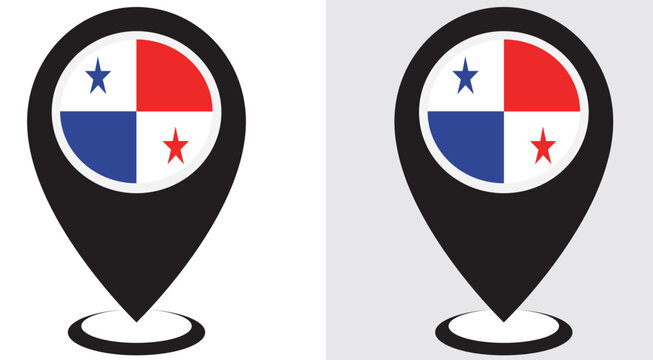 The panama two locations pin design flag vector with the white and grey background