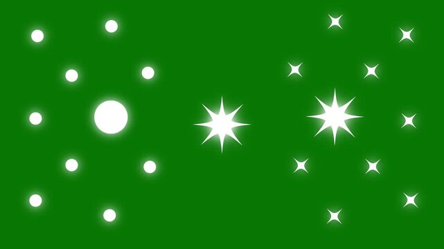 4k star sparkle vector doodles, sparkling stars animation,fast glitter star motion, white cartoon,Glowing shinning stars, magical starry sky with twinkling stars, green background 4k video