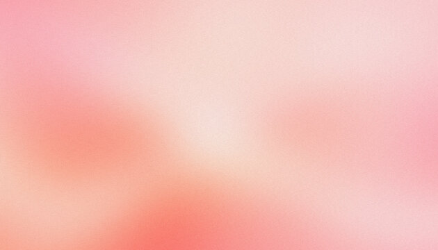 Abstract soft pastel background with dreamy glowing light, delicate peony pink, warm coral, soft peach and pale blush smooth organic gradient with vintage grainy noise texture