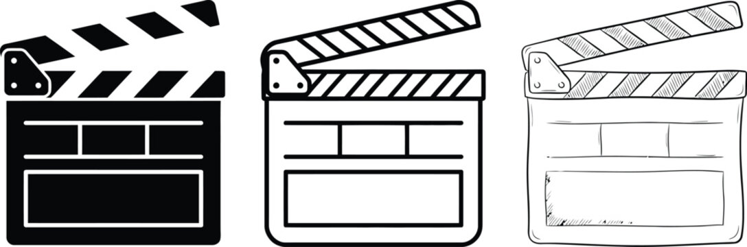Clapperboard Icon Set &ndash; Cinema, Filmmaking & Film Production Vector Collection