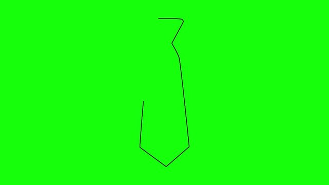 Necktie drawing animation single line art style outline on vibrant green screen background for edit.