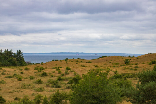Summer Landscape View Over the Rolling Hills of Mols Bjerge, Denmark