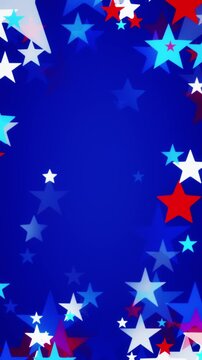 Confetti stars for America's Independence Day. USA backgrounds border with star shapes fading inwards for American celebrations 4th of July, Memorial Day, Veteran's Day, or patriotic US holidays.