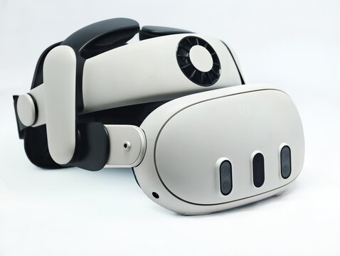 Modern virtual reality headset isolated on white background
