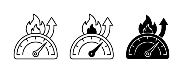 Fototapeta premium Speedometer Icons: Performance Gauge, Hot Metric, Growth Indicator, Vector Set