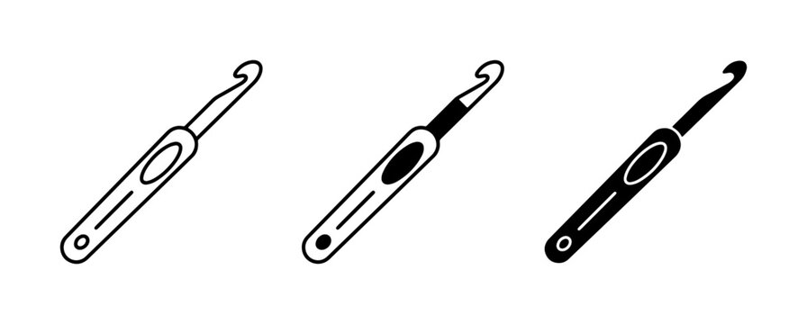 Crochet Hook Icons, Crafting Tool Set, Knitting Needle Graphics, Handmade Hobby Supplies, DIY Project Elements