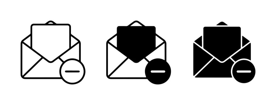 Email Delete Icons, Mailbox Remove Symbol, Envelope Minus Sign, Communication Notification Icons