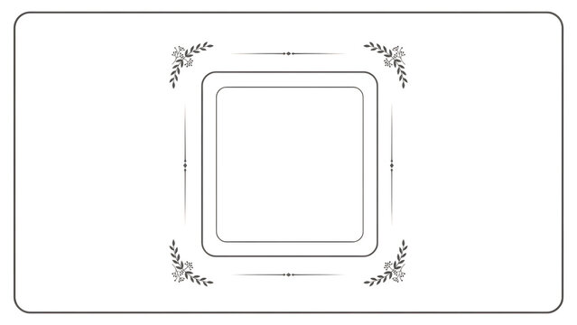 Elegant floral frame border with decorative corner elements and centered lines
