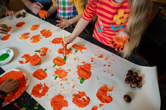 Fall themed painting activity as a family
