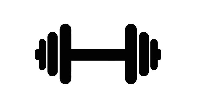 Black barbell silhouette on a white background fitness equipment design