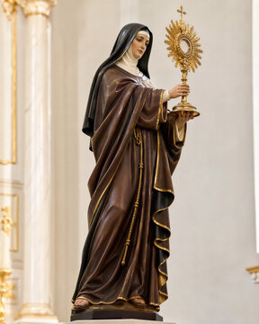 Saint Clare of Assisi holding a monstrance - Ilustra&ccedil;&atilde;o de Santa Clara de Assis segurando o ostens&oacute;rio