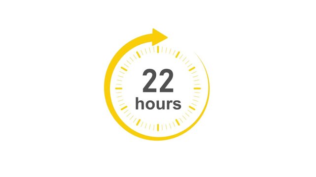 Clock 22 hours icon, Clock Face Timer . isolated on transparent background with alpha channel Clock , timer time passage waiting time animation (4K) , 22 hours. Overlay 4k video animation ,