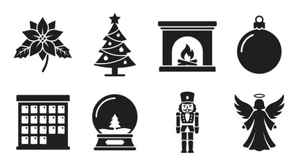 Naklejka premium Christmas Icons Set Festive Holiday Symbols Vector Graphics