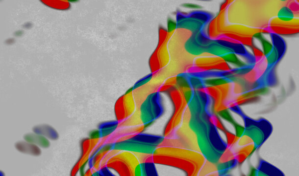 Rainbow light leak overlay texture with smooth color wave pattern glowing across wavy textured texture for poster