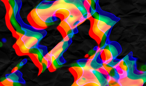 Rainbow light leak overlay texture with radiant color wave pattern glowing across electric textured paper for design