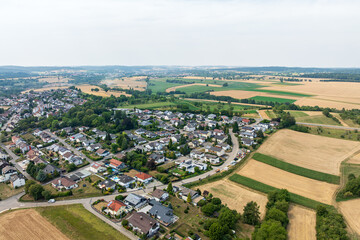 Fototapeta premium Drone aerial view of Knittlingen in Baden Württemberg, Enzkreis Region, Germany