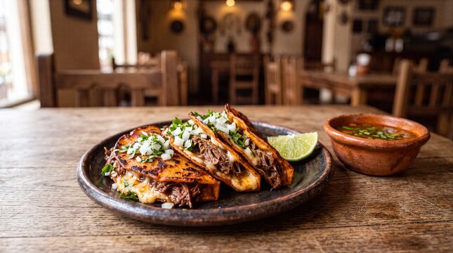 Tacos De Birria With Consom Mexican Cuisine