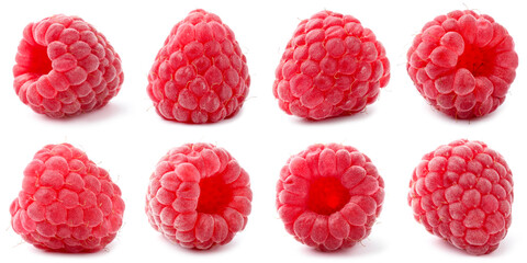 Fresh raspberries isolated on white, set. Summer berry © New Africa