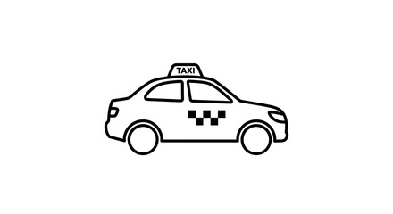 Fototapeta premium Black and white line drawing of a taxi on a white background