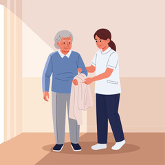 Fototapeta premium Caring For Elderly Patient Helping Hand For Senior Assistance In A Nursing Home