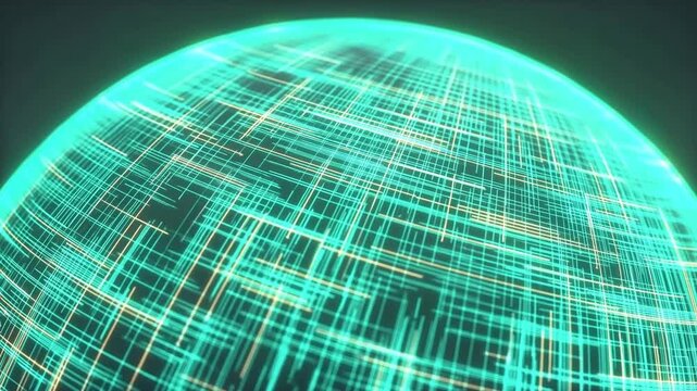 Glowing digital globe with interconnected circuit lines on a dark technological background
